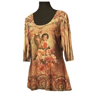 Y2K Retro Western Cowgirl Pin Up Horse Stampede Rodeo Boho 2000s Fantazia